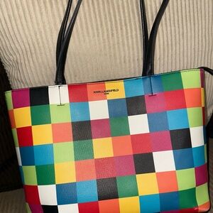 Karl Lagerfeld Colorful Checkered Tote